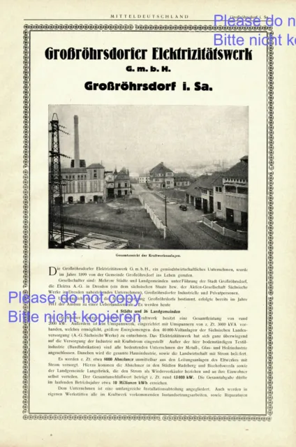 Elektrizitätswerk Großröhrsdorf XXL Reklame 1925 Werbung Stromversorgung Strom +