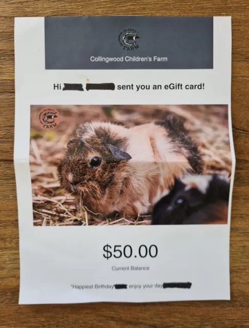 Collingwood Children’s Farm - Gift Voucher $50 NO EXPIRY