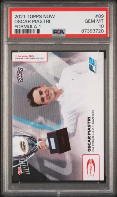 2021 Topps Now Formula 1 Oscar Piastri #089 PSA 10 F1 F2 Champion Rookie RC 89