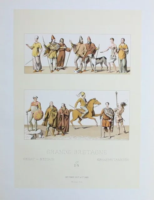 1880 - Großbritannien Great Britain costumes Lithographie lithograph