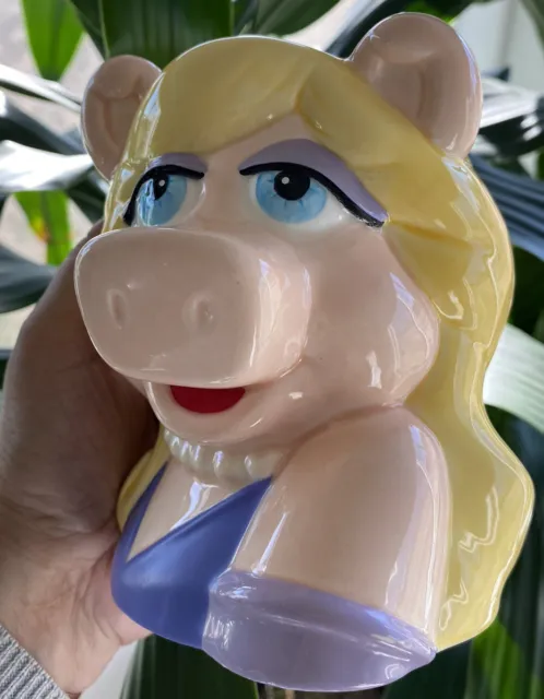 Miss Piggy Figural Ceramic Mug Applause Large Vintage Fancy Miss Piggy In Pearls