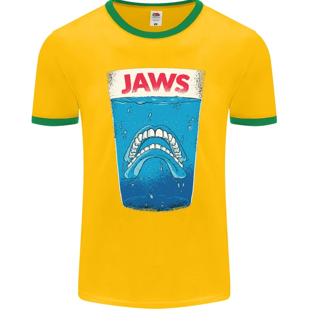 T-shirt da uomo Jaws Funny Parody Dentures denti teschio fotoL 5
