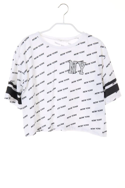 H&M T-Shirt Cotone Tagliato 146 Bianca