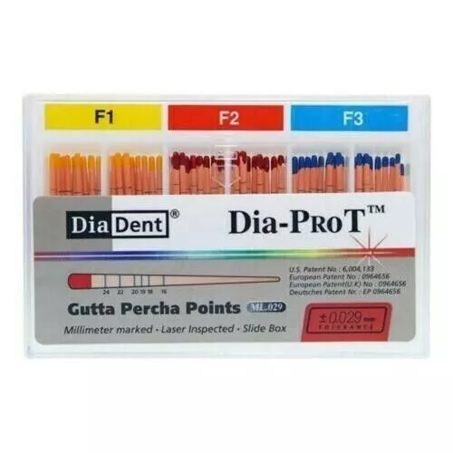 DiaDent Tapered Dia-PRO T Gutta Percha Points ML.029 All Sizes 60/Box