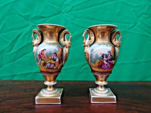 Coppia di vasi dipinti impero XIX secolo Francia
