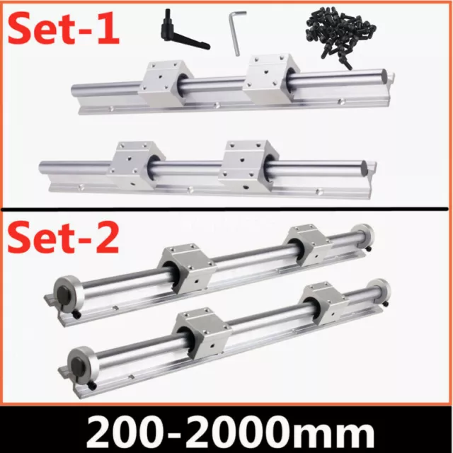 2Stk. SBR12/16/20/25 Linearführung Kit +4Pcs SBR10/12/16/20/25UU Linearblock CNC