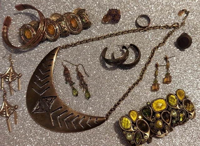Vintage to Now Costume Jewelry Lot  of 15 Necklace Earrings Rings Resell or Wear
