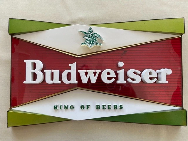 Budweiser King of Beers Plastic Metal Backed Bar Wall Sign
