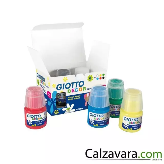 FILA - Tempera Giotto Decor Acrilica Effetto Opaco - 25ml - 6 Colori Assortiti