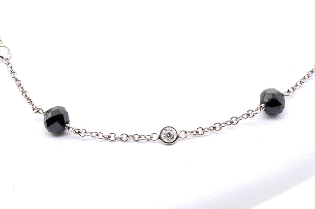 Designer 18k White Gold 12.82ct White + Black Diamond By The Yard Necklace Designer 18k White Gold 12.82ct White + Black Diamond By The Yard Necklace