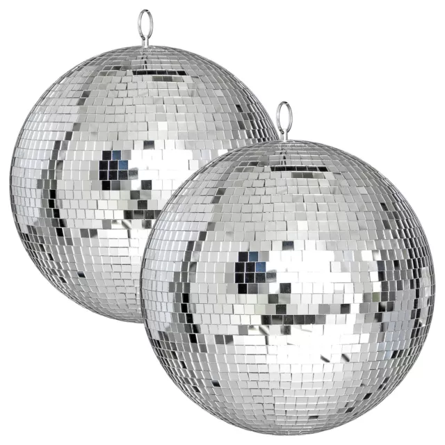 12" Mirror Ball Glass Disco Dance Party KTV Stage Halloween Haunted House 2 Pack