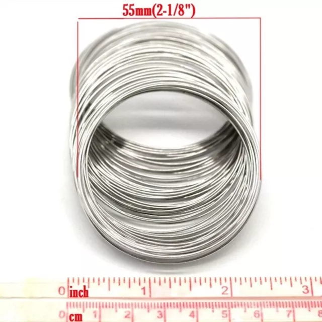 Silver Color Steel Wire - Beading Bracelet Loops 5.5-6cm Round Metal Wires 30Pcs 3