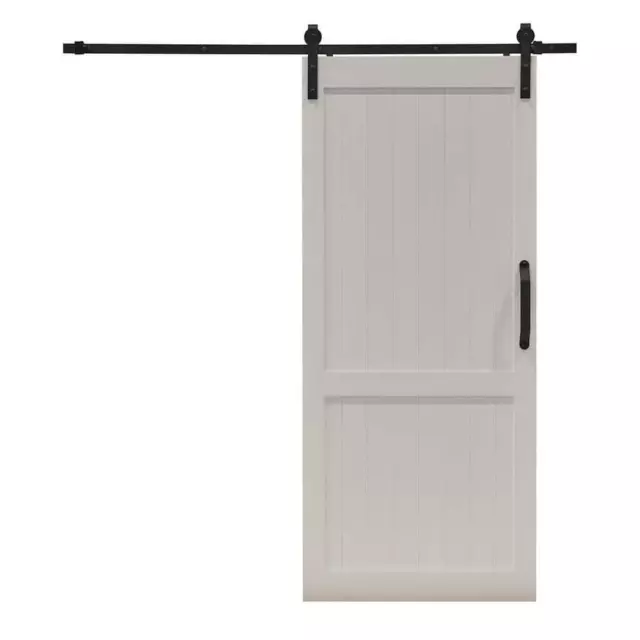 Pinecroft Sliding Barn Door Kit 36" W x 84" H PVC Vinyl w/ Hardware Kit in White