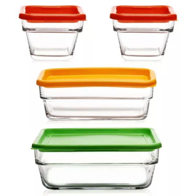 8-Pc Libbey Stack-It Glass Food Storage Containers With Plastic Lids New!