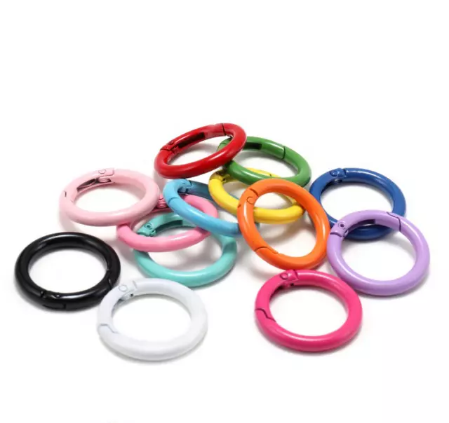 10X Metal Spring Gate O Ring Openable Round Carabiner Keychain Hook Connector