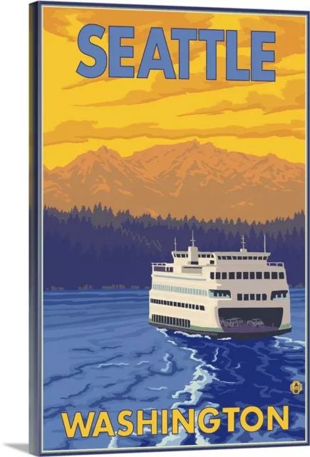 Ferry and Mountains - Seattle, Canvas Wall Art Print, Ships & Boats Home Decor