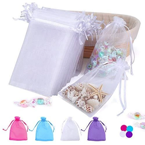 100PCS 4x6 Inch Organza Gift Bags for Jewelry Party Wedding Favor, Premium
