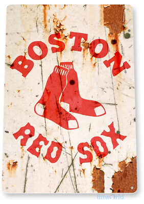 TIN SIGN Boston Red Sox Rust Metal Décor Fenway Wall Store Card Shop Bar A907