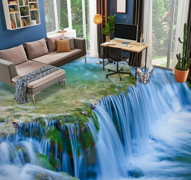 3D Blue Waterfall 2467 Floor WallPaper Murals Wall Print Decal AU Zoe