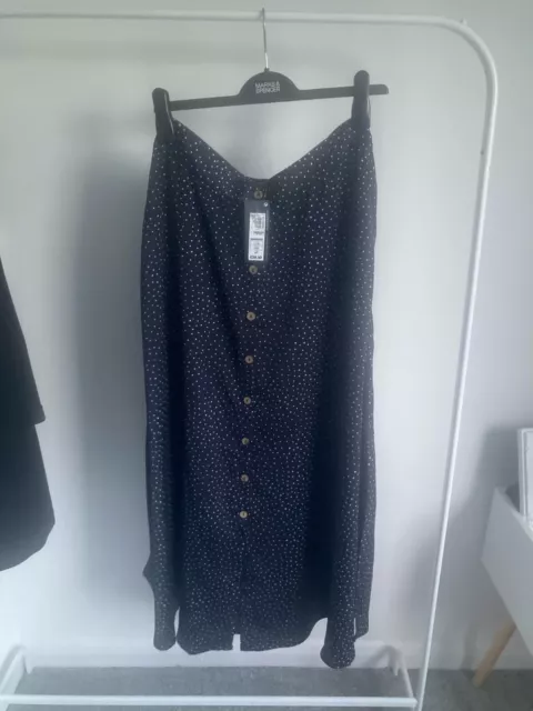 MARKS AND SPENCER Navy and White Polka Dot Skirt Size 12 Long New Tags ...