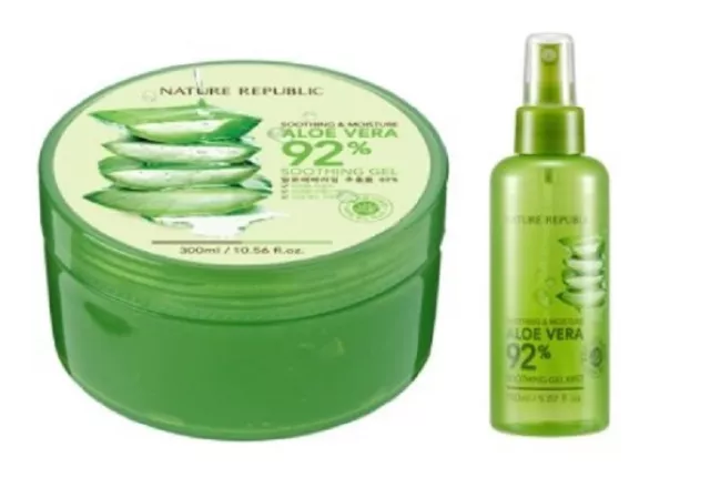 NATURE REPUBLIC ALOE VERA 92% Moisture Soothing Gel 300ml Mist 150ml sample 2pcs