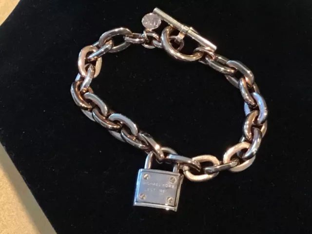 Michael Kors Rose Gold Chunky Link Padlock Bracelet w/ Toggle Clasp