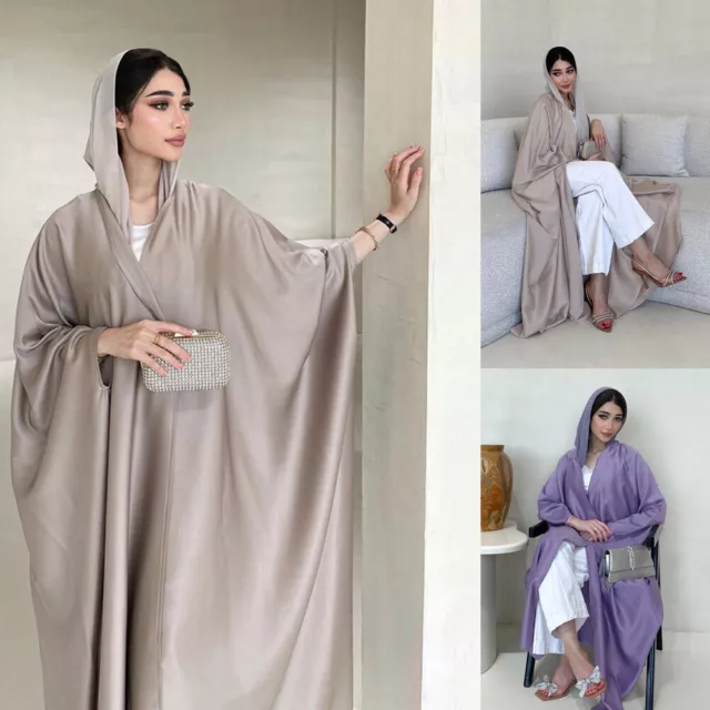 Women Kimono Abaya Muslim Cardigan Long Dress Abaya Ramadan Open Robe Kaftan