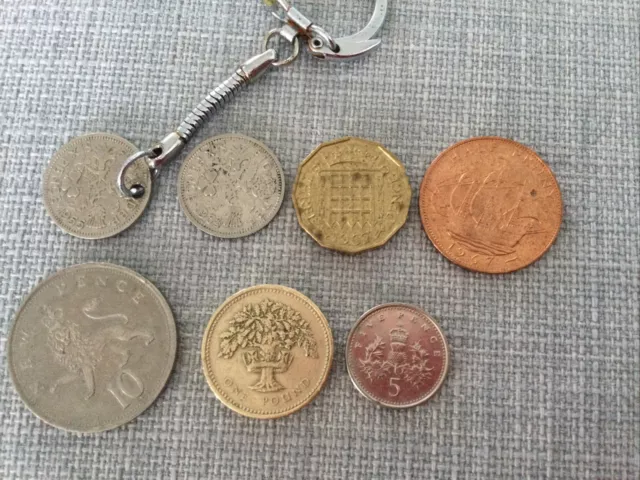 Small Selection Of Collectable Coins Including a Sixpence on a Keyring 2
