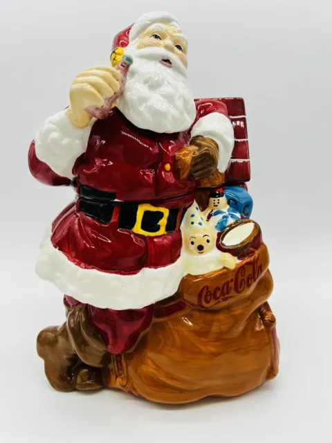 Gibson Coca Cola Santa Cookie Jar 2005 Fireplace Snack Jar Christmas Holiday Toy