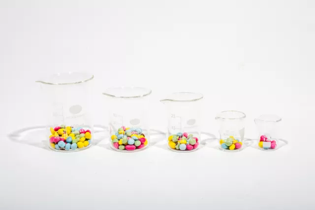 Laboratory Borosilicate Glass Measuring Beaker Set 5;10;25;50;100Ml - 1 Of Each