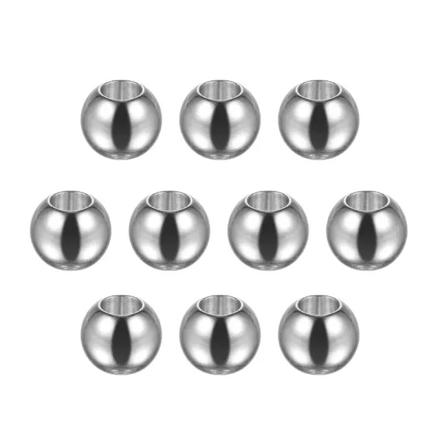 10pcs Perles 8mm Inox Acier 4mm Trou Dia Perle pour, Argenté