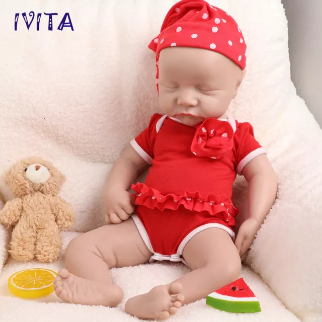 Cute 17" Full Silicone Lifelike Reborn Baby Doll Sleeping Girl Children's Gifts