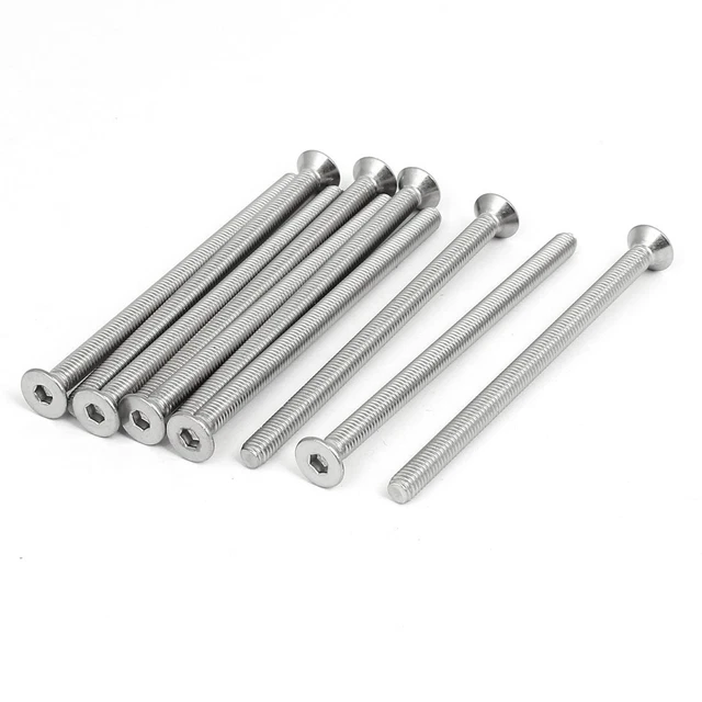 M6x100mm 304 Stainless Steel Flat Head Hex Socket Cap Screws DIN7991
