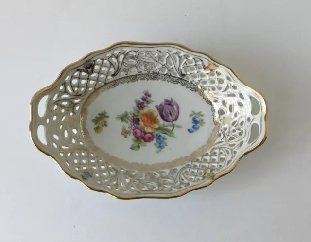 Schumann Dresden pottery small flower dish 2