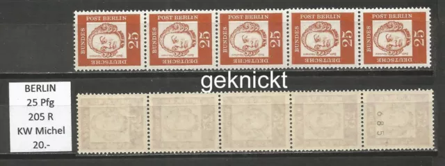 RM BERLIN Bedeutende Deutsche 25 Pfg MiNr. 205 R / 5er Streifen postfrisch