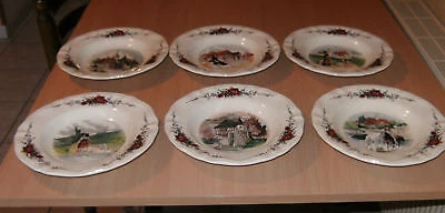 Serie De 6 Assiettes Creuses Sarreguemines France Obernai H.loux