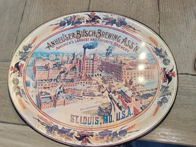 Vintage Anheuser Busch Brewing Ass'n St Louis Missouri Usa Metal Beer Tray