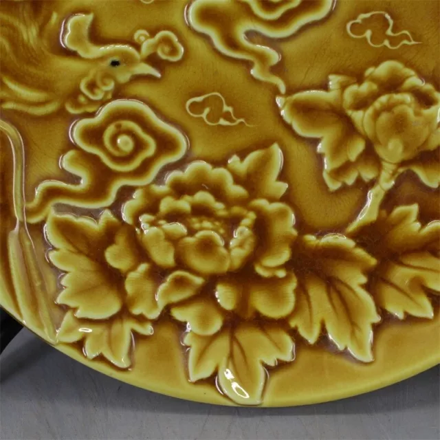 Fine Chinese Old Monochrome Yellow Glaze Porcelain Small Plate Hongzhi Mark 3