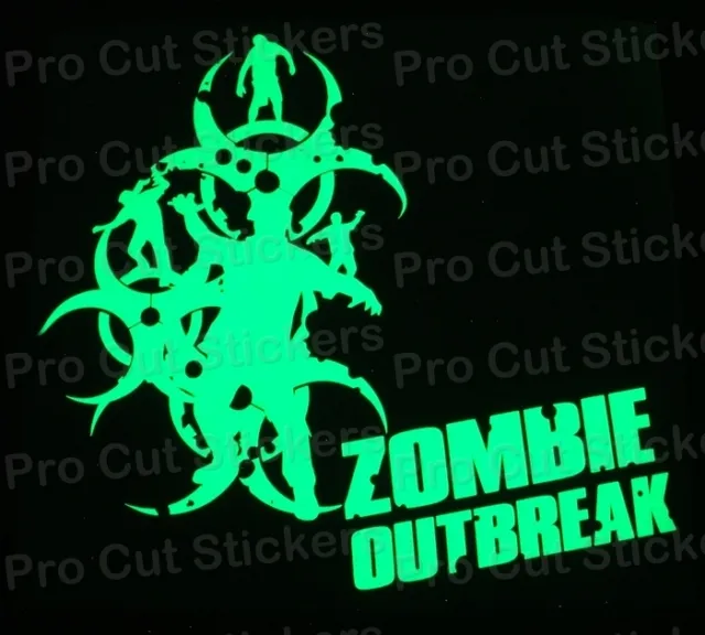 Large Zombie Dead Outbreak Glow in the Dark Luminescent Stickers Decals d1