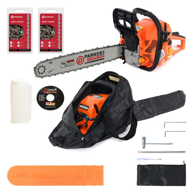 58cc 20" Petrol Chainsaw + 2 x Chains + More