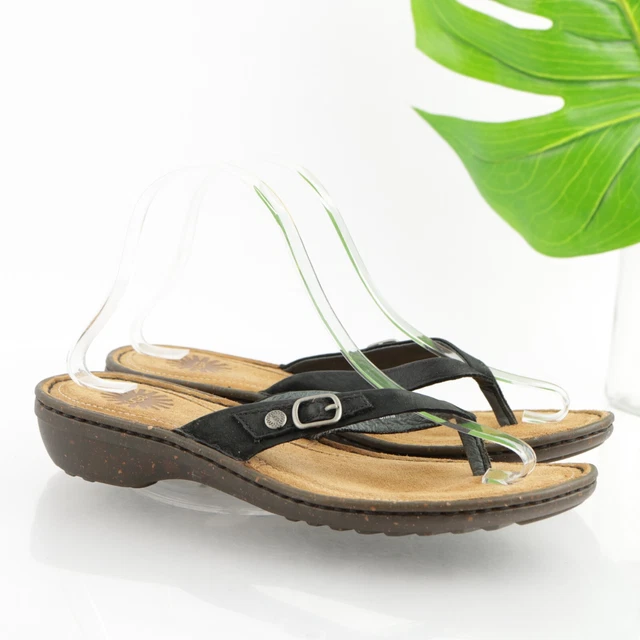 UGG Women's Kallani Sandal Size 8 Thong Slide Flip Flop Black Leather Shoe Comfy 3