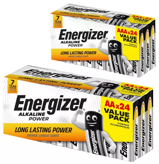 24 x Energizer AA AAA Batteries Alkaline Power Maxi Pack LR6 LR03 MN1500 EXPIRY