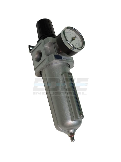 Heavy Duty Compressed AIR Filter Regulator Combo Piggyback, Metal Bowl, Visib...