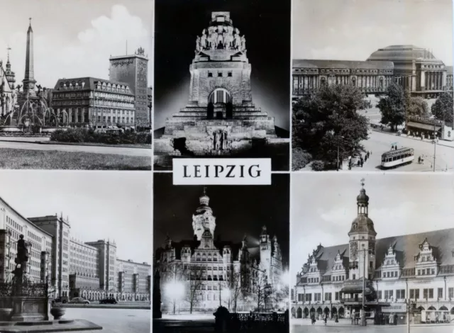 13-495 Ansichtskarte Leipzig Hauptbahnhof Altes Rathaus  Messestadt Sachsen DDR