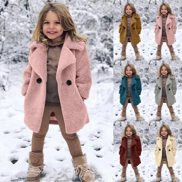 Giacca cappotto spesso cappotto invernale antivento bambina pile caldo outwear 3