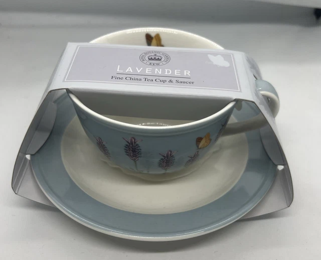 Fine China Tea Cup With Handles And Saucer - T& V - Made In France Blue Flowers And Gold Accents