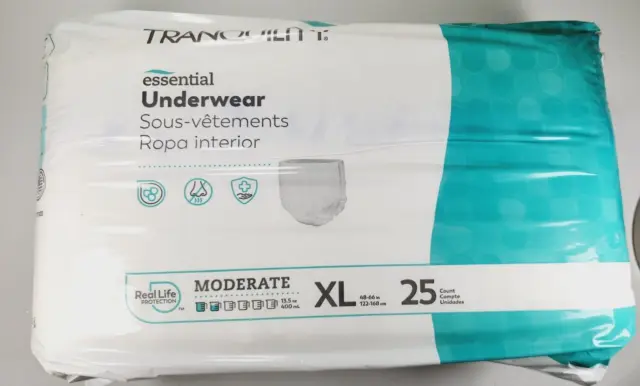 Tranquility Underwear Disposable Briefs X-Large 50ct - Adult Diaper 2pks of 25