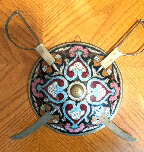 Brass painted sword & shield letter opener - Wall Mountable