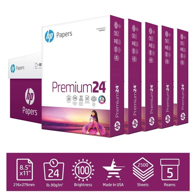 HP PRINTER PAPER, Premium24, 8.5x11, Letter, 24lb Paper, 98 Bright 5