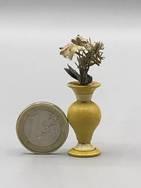 Miniatur Kleine Holz Blumen Vase Puppenstube Zubehör Alt Antik Erzgebirge Selten 3